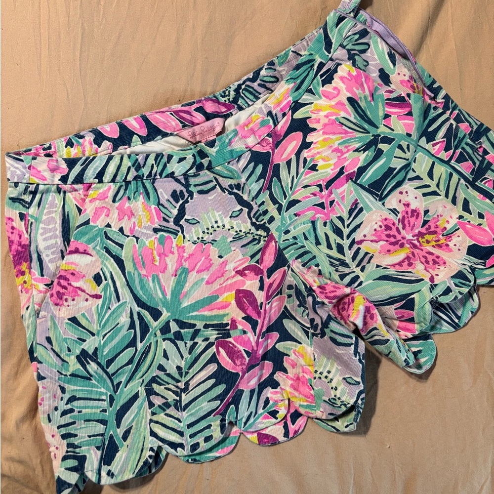 Lilly Pulitzer Floral Print Shorts - Pink, Green, Blue